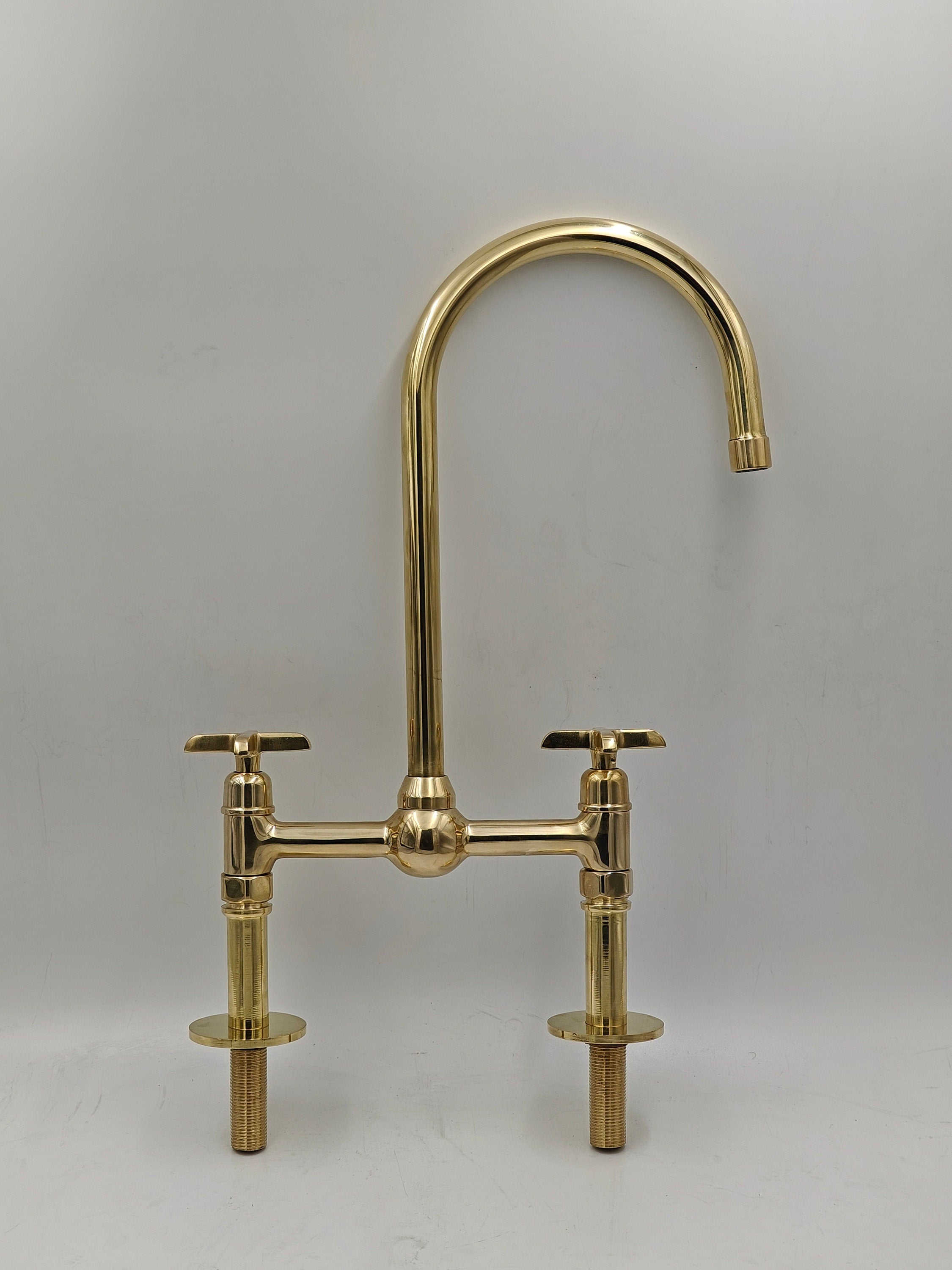 Unlacquered Brass Kitchen Faucet, Ball Center with Straight Leg, Kitchen Faucets - bohoprime