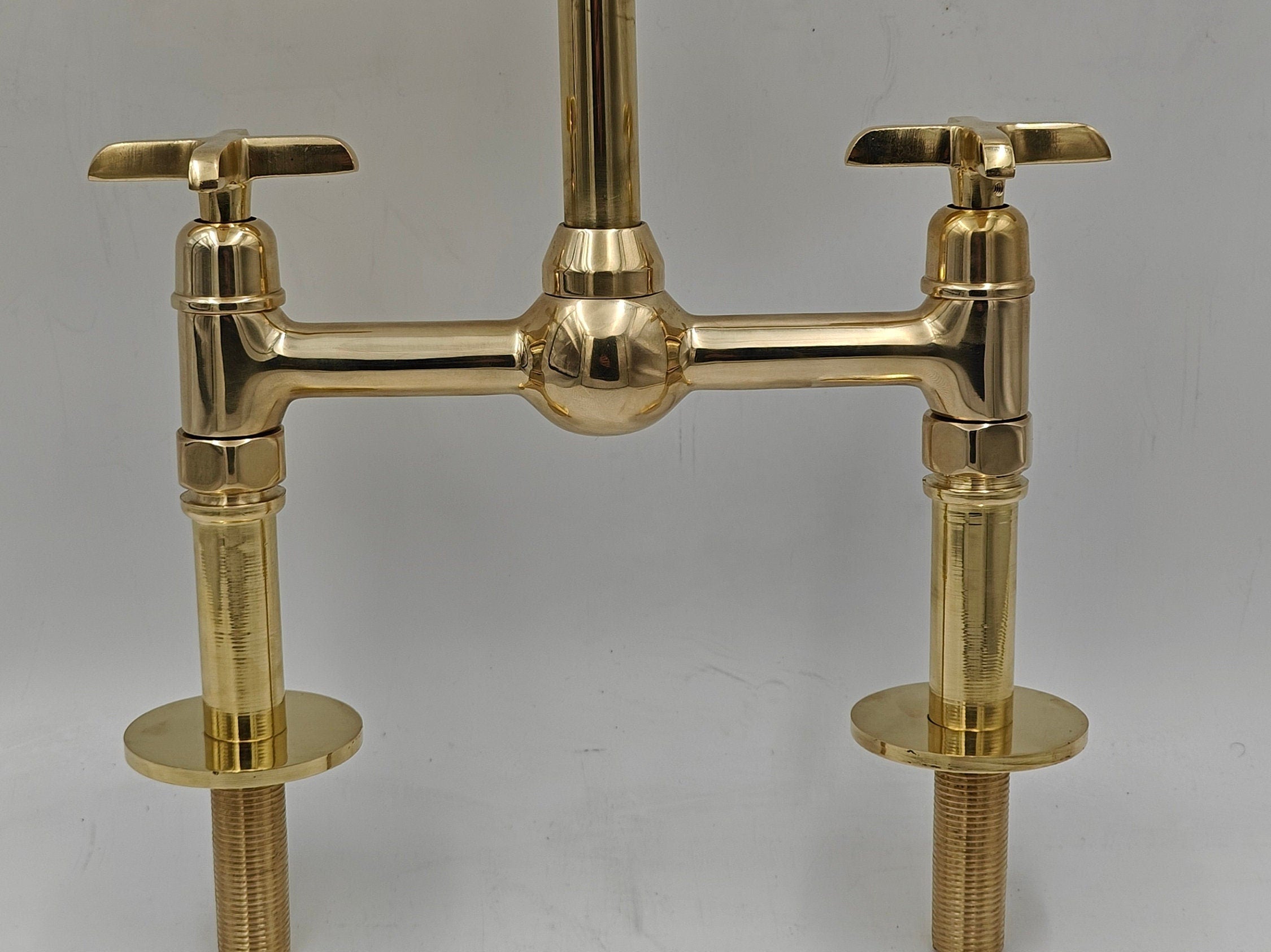 Unlacquered Brass Kitchen Faucet, Ball Center with Straight Leg, Kitchen Faucets - bohoprime
