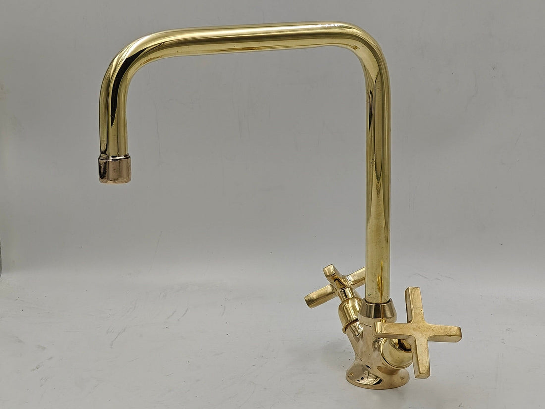 Unlacquered Brass Vintage Bathroom Faucet - Moroccan Handmade - bohoprime