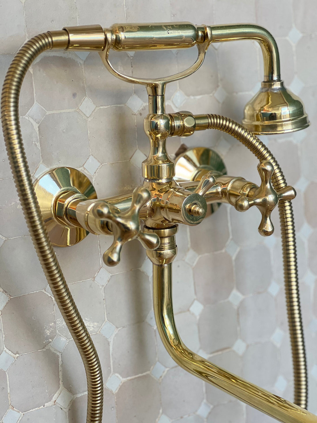 Unlacquered Brass Tub Filler, Bath Tub Filler, Bathroom Faucets - bohoprime