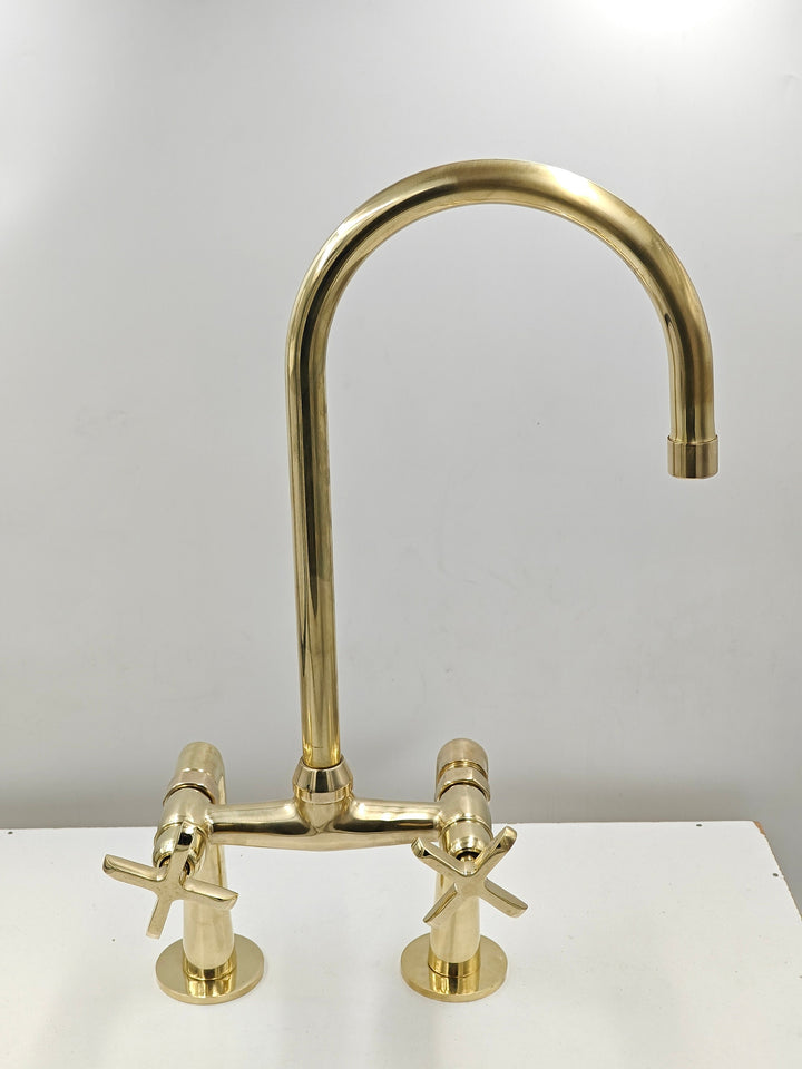 Solid Brass Kitchen Sink Faucet, Unlacquered Brass Kitchen Faucet, Heritage kitchens - bohoprime