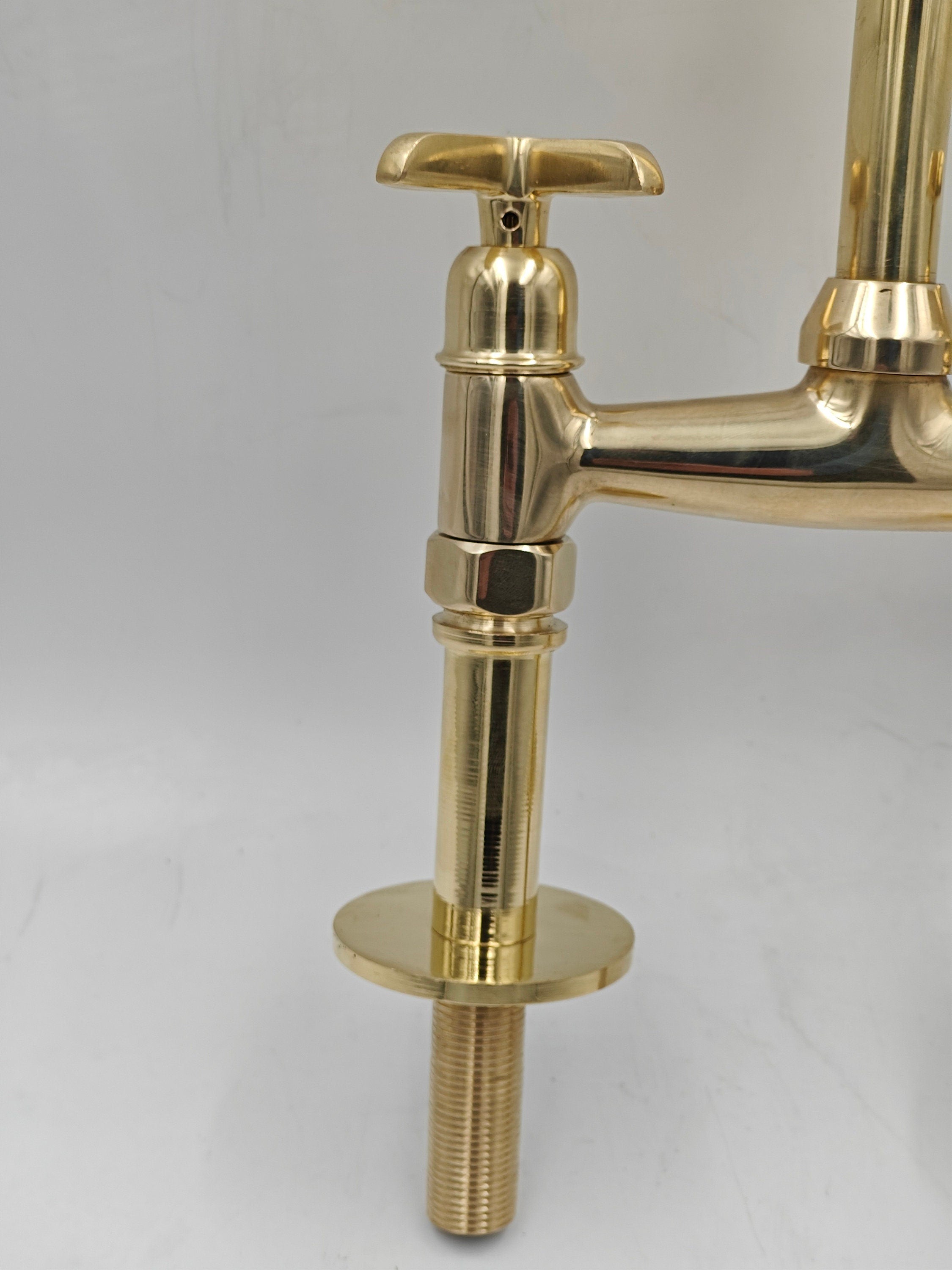 Antique Style Solid Brass Bridge Faucet – Classic Vintage Kitchen Sink Tap - bohoprime