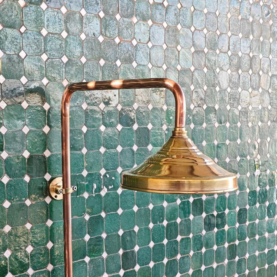 Unlacquered Solid Copper Shower, Antique Copper Shower ,  Outdoor Copper Shower Head, Rainfall Shower head - bohoprime