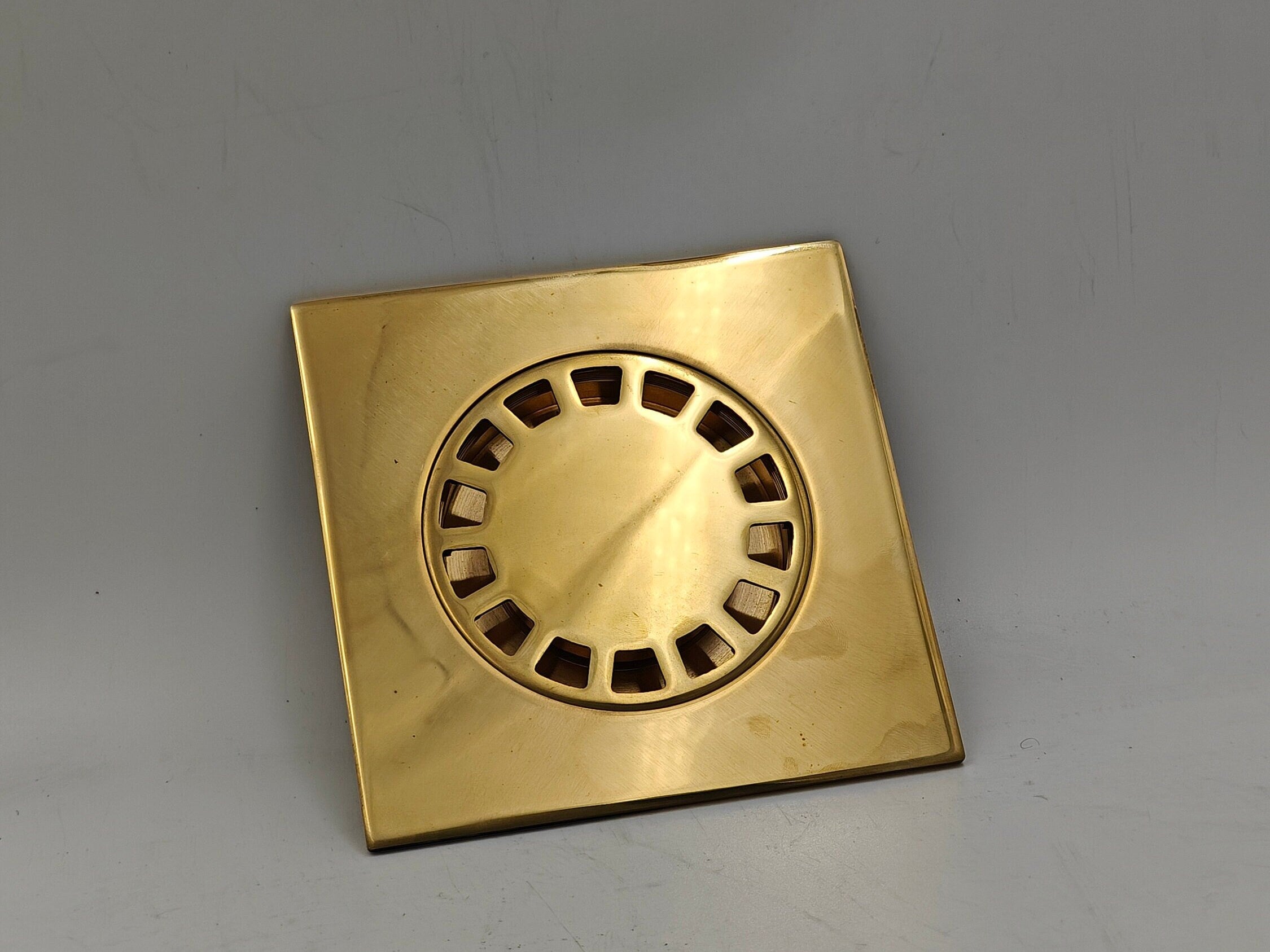 Square Floor Drain in Unlacquered Brass, Shower Floor Drain with Removable Cover - bohoprime