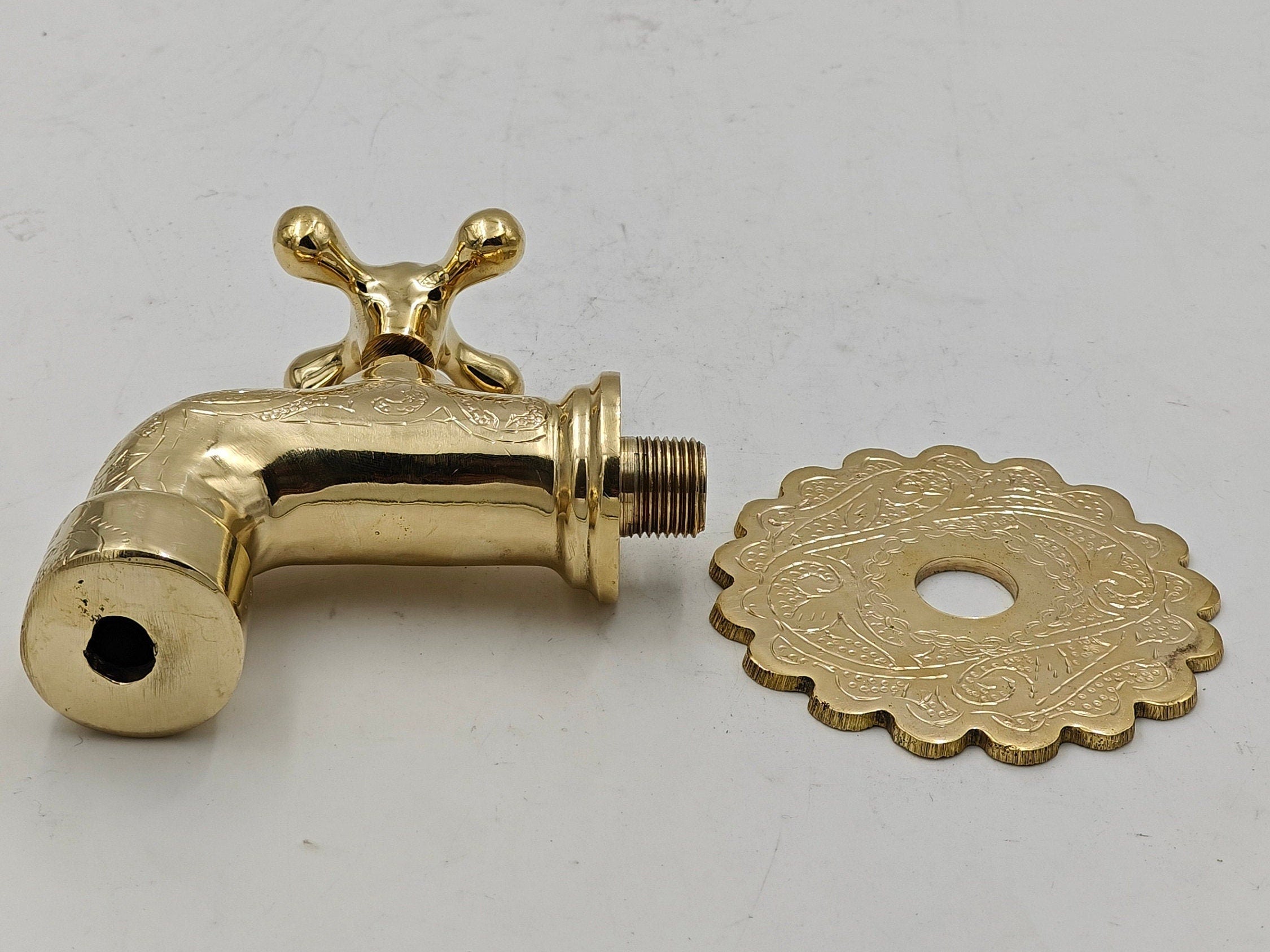 Moroccan Handmade Bathhouse Wall Mount Faucet – Cross Handle Design - bohoprime