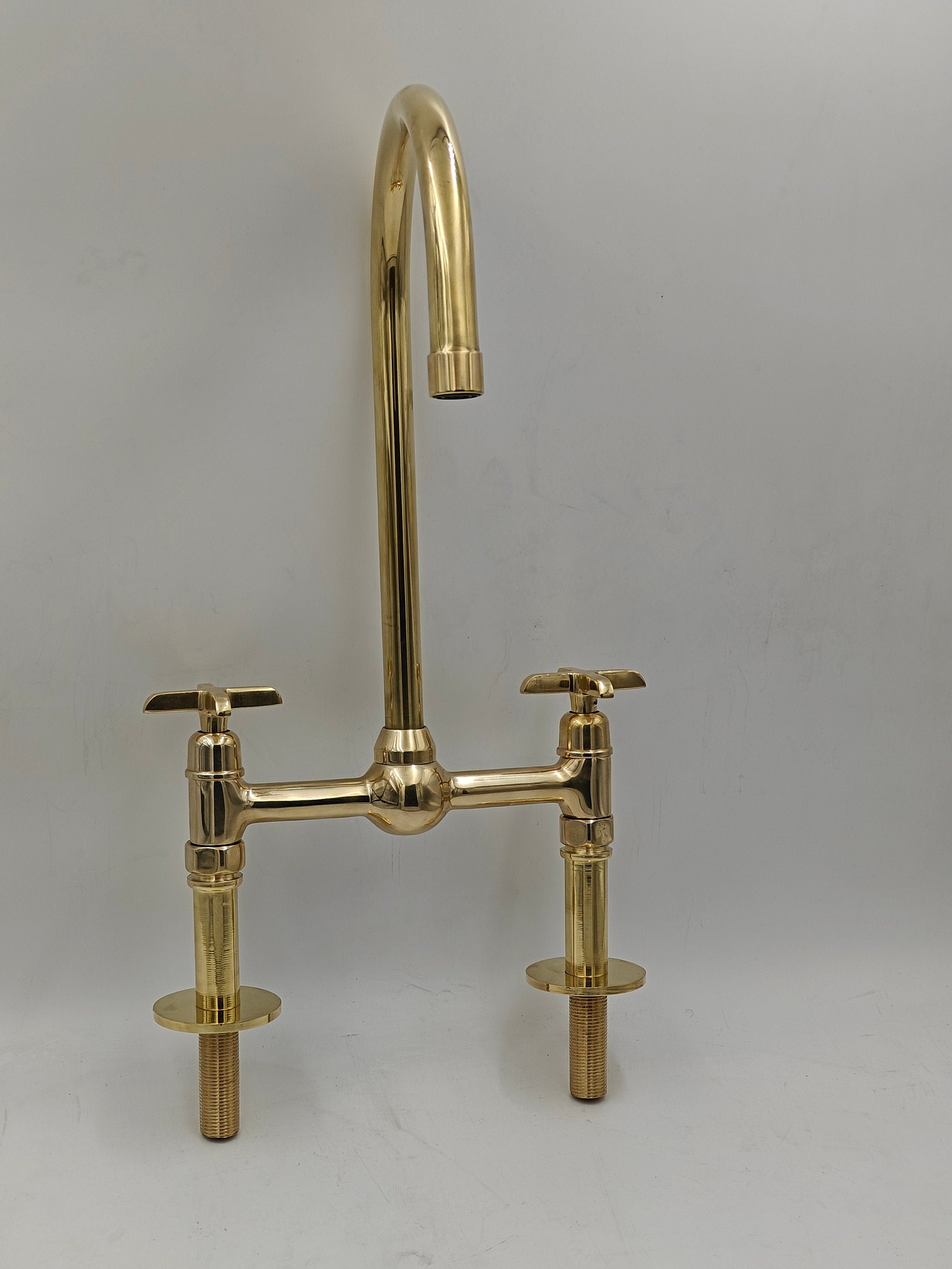 Unlacquered Brass Kitchen Faucet, Ball Center with Straight Leg, Kitchen Faucets - bohoprime