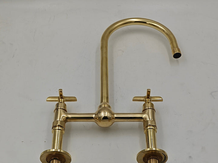 Unlacquered Brass Kitchen Faucet, Ball Center with Straight Leg, Kitchen Faucets - bohoprime