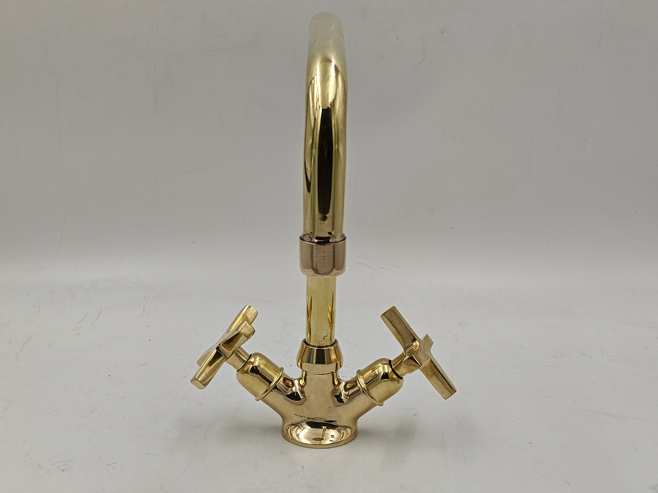 Unlacquered Brass Vintage Bathroom Faucet - Moroccan Handmade - bohoprime