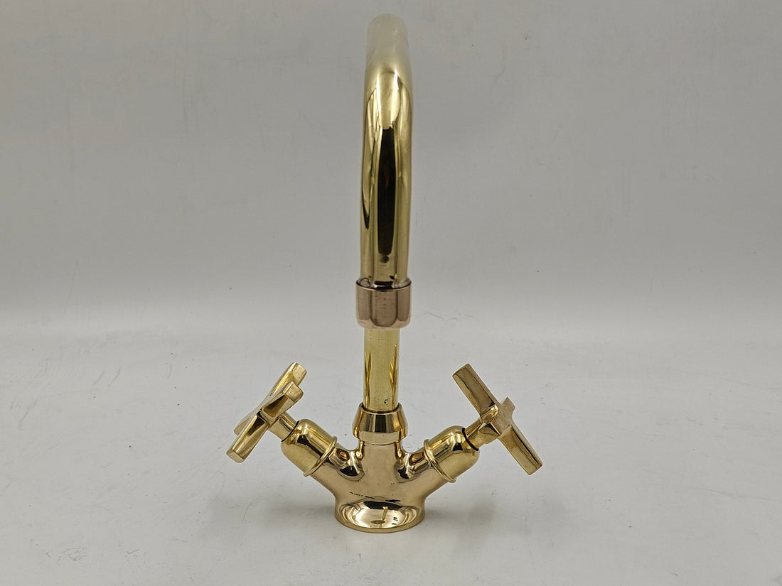 Unlacquered Brass Vintage Bathroom Faucet - Moroccan Handmade - bohoprime