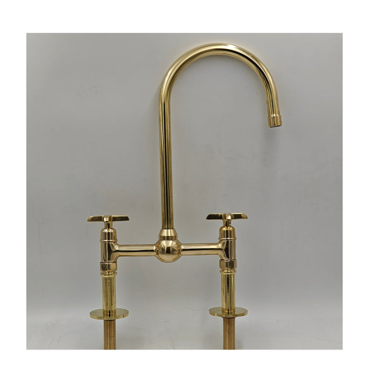 Unlacquered Brass Kitchen Faucet, Ball Center with Straight Leg, Kitchen Faucets - bohoprime