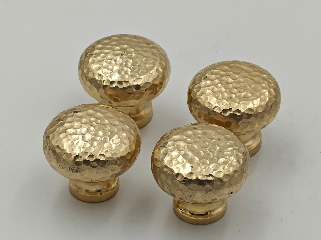 Handmade Solid Brass Cabinet Handles. Hammered cabinet handles - Brass Knobs