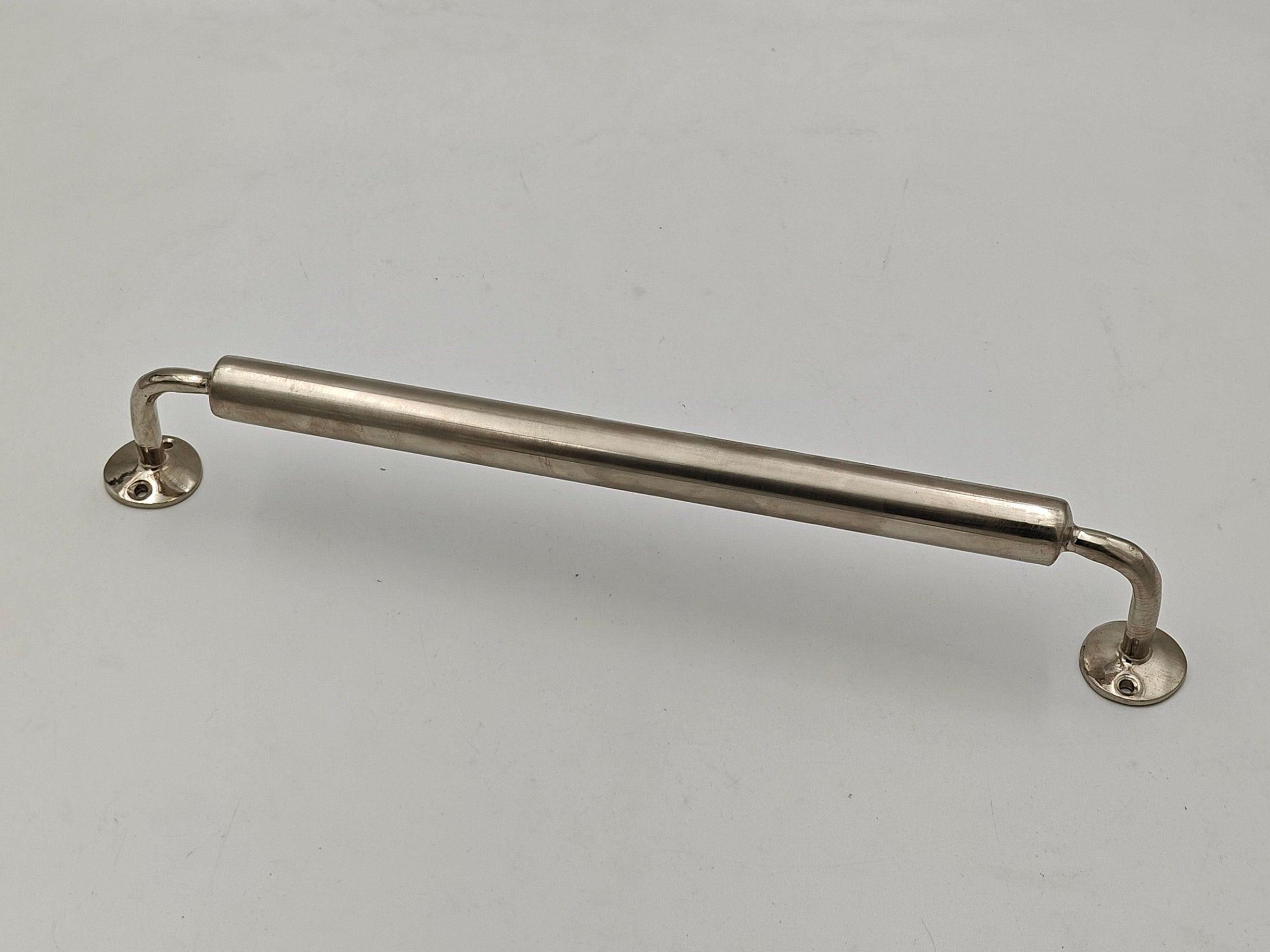 Vintage Wall-Mounted Brass Towel Holder - Solid Nickel Finish, Decorative 16-Inch Rod - bohoprime