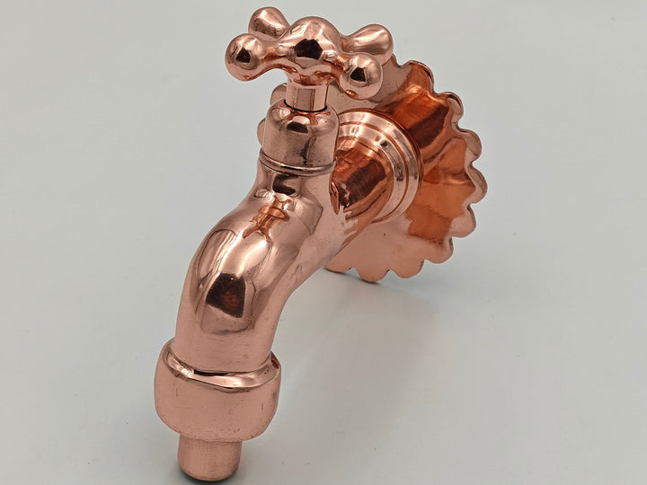 Solid Brass Copper Wall Mount Tap, Bathhouse Cross Handle Wall Mount Faucet - bohoprime