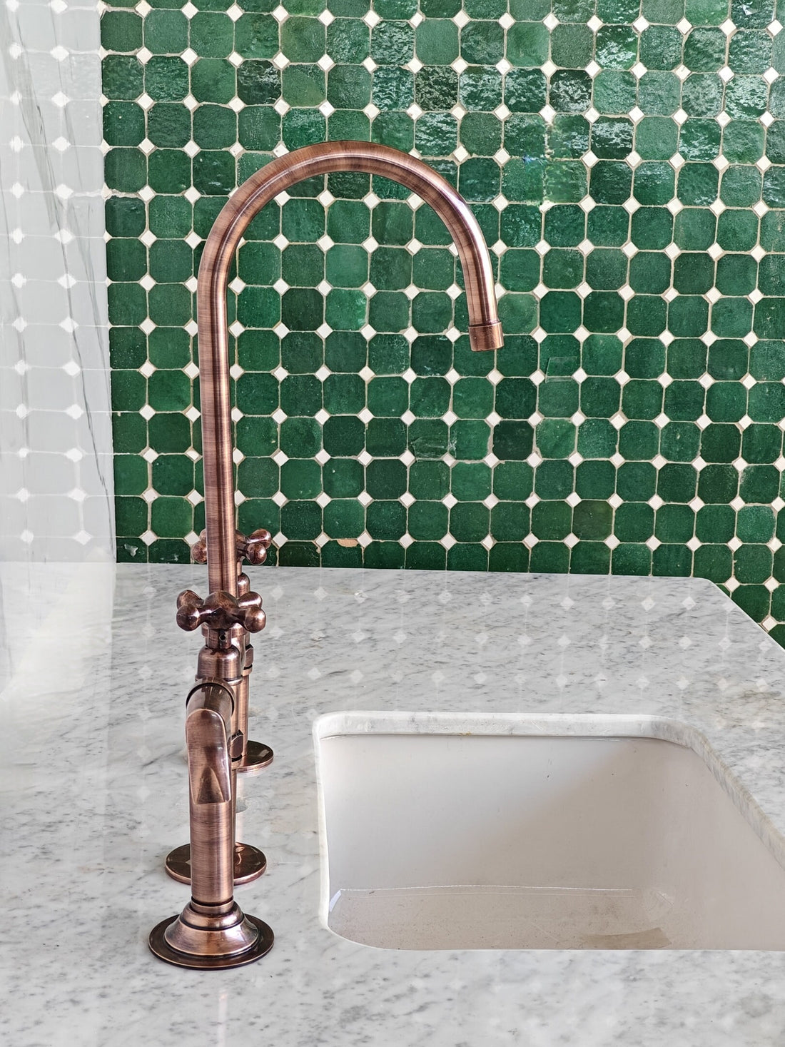 Unlacquered Brass Copper Bridge Faucet, Copper Kitchen Faucets, Vintage Brass Taps - bohoprime