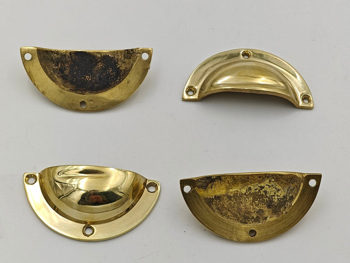 Unlacquered Brass Cup Pulls, Antique Brass Cup Handle, Handmade Unique Drawer Pulls, Vintage Cup pulls - bohoprime