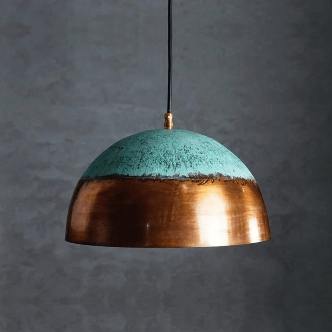 Green Patina Copper Pendant Light,  Oxidized Kitchen Lighting. - bohoprime